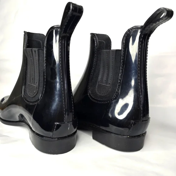 London Fog Sleek Black Chelsea Rain Boots Size 10M - Picture 4 of 7